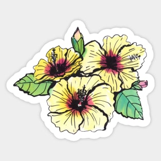 Vibrant Yellow Hibiscus Flower Sticker